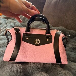 Pink and Black Leather Biker Tote